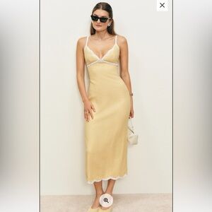 Reformation Sara Linen Dress in Parmesan NWT